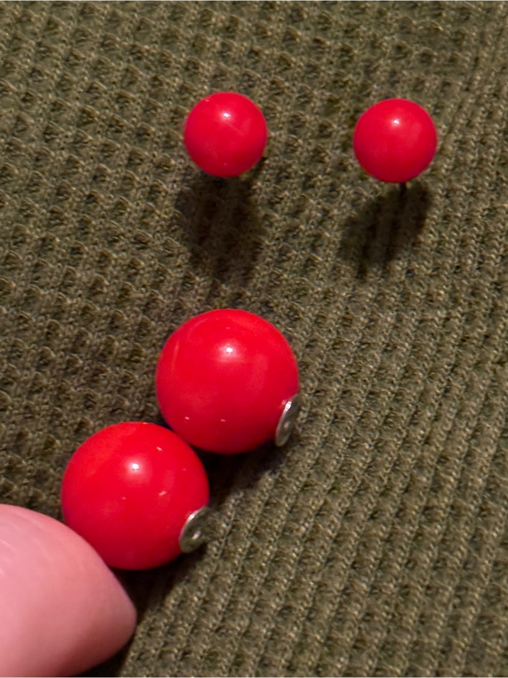 Red Double-Sided Ball Earrings - Unbranded